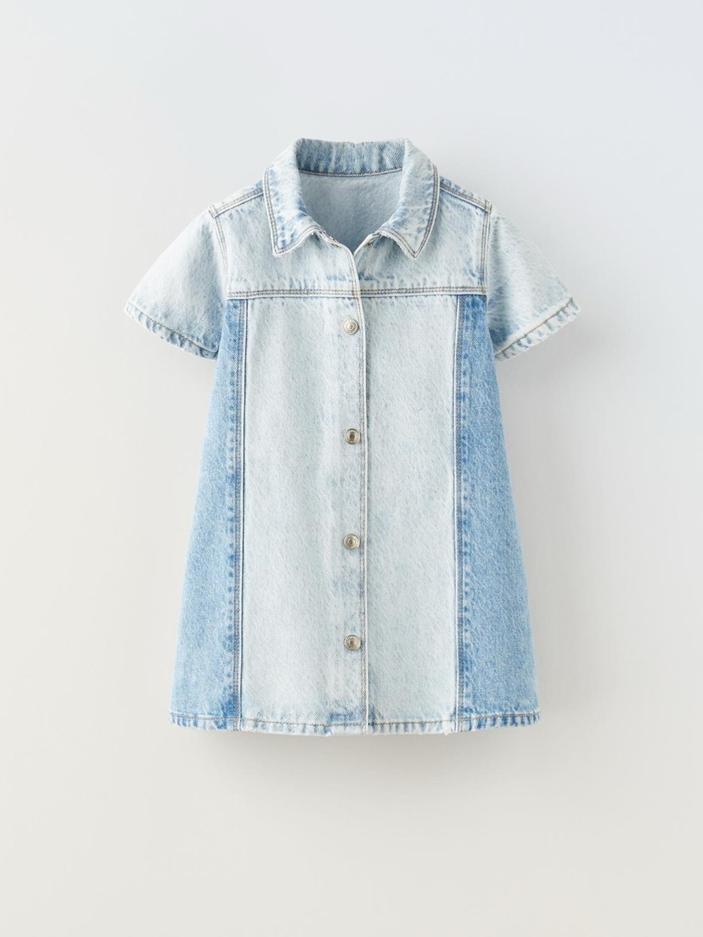 NWT Zara 2-3Y denim short sleeve dress with collar snap button up